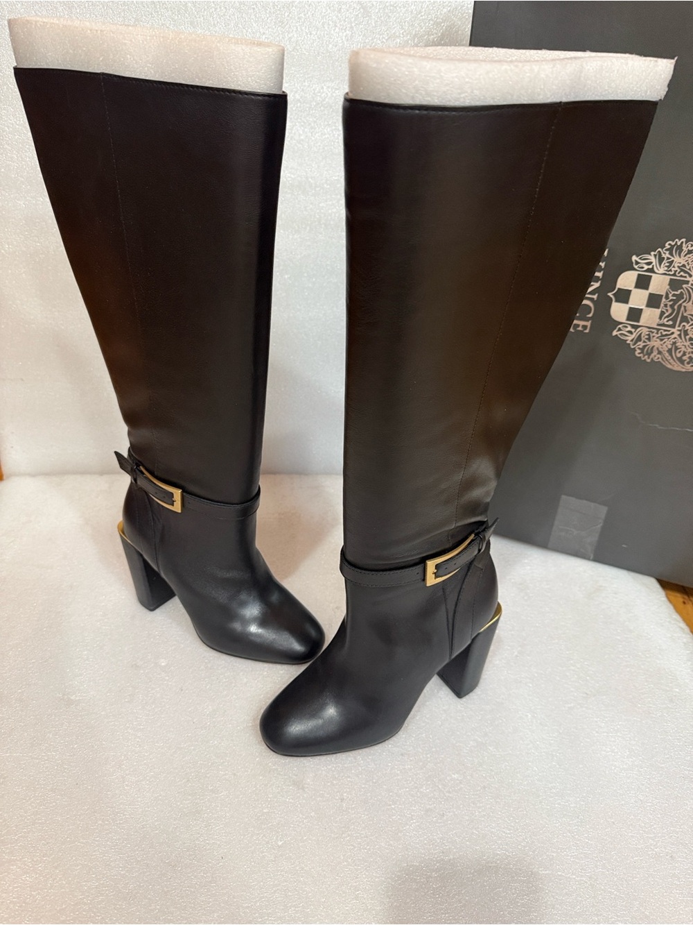 Vince Camuto Women's Joanel Knee High Boot, Black Wide Calf, size 6 W